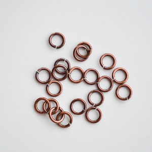 100pcs Antiqued Copper Brass 5mm Open Jump Rings 21ga, AC26