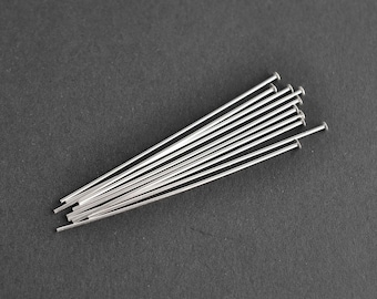 10pcs - Sterling Silver 2 inch 20ga Flat Headpins, GC77