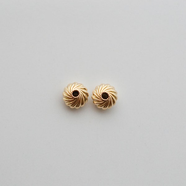 Two 14K Gold Filled 6mm Twisted Roundel Beads, Made in USA, A70