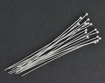 10pcs - Sterling Silver 2 inch 26ga Head Pin w/ 1.5mm ball, Z15