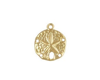 Sand Dollar Sea Life Charm - 14K Gold Filled With Soldered Ring, Made in USA, A115