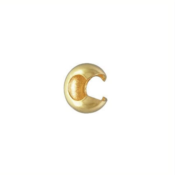 14K SOLID Gold 3mm Crimp Cover, Made in USA, SG48