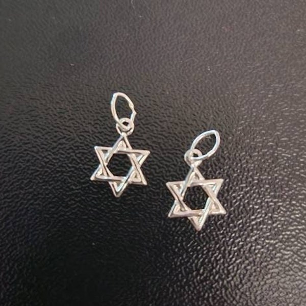 2 Pcs. - Sterling Silver Star of David Charms 8x8mm, SC72