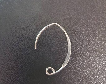 Six - Sterling Silver V-Shaped Flattened Ear Wire, Made in USA, D31