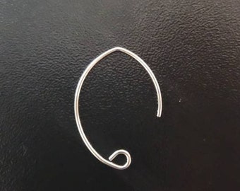 Six - Sterling Silver V-Shaped Ear Wire, Made in USA, D32