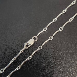 32 Inch - .925 Sterling Silver Curved Bar and Ring 7.6mm Necklace, Made in USA, Any Length Available, B10