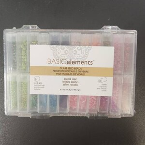 Basic Elements Glass Seed Bead Assortment Kit 24 Flip Tubes W/ Box, The BeadSmith, T209
