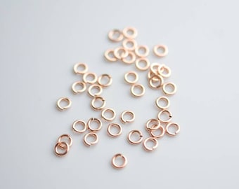 25pcs Rose Gold Filled 4mm 20 Gauge Open Jump Rings, Made in USA, RG0