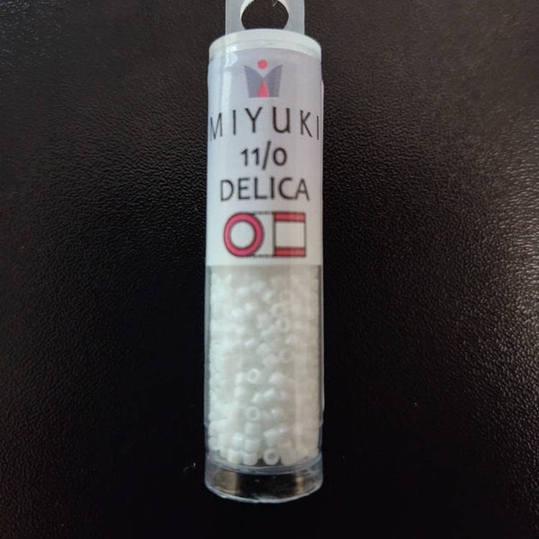 Miyuki 11/0 Delica Beads Opaque Chalk White 6.6 Grams, The Beadsmith, Made In Japan, T225/C