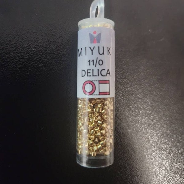 Miyuki 11/0 Delica Beads Duracoat Galvanized Gold Color 7.2 Grams, The Beadsmith, Made In Japan, T234