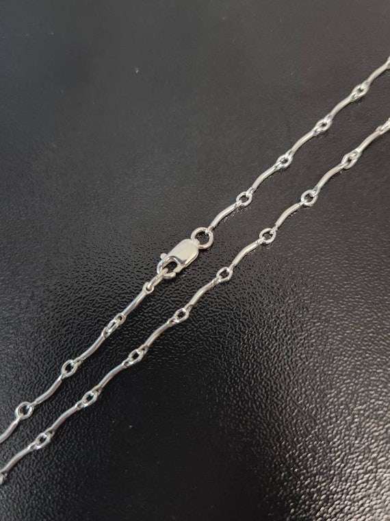 Any Length Sterling Silver Curved Bar Necklace: Delicate Chain B10