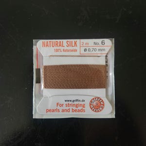 Griffin Silk Bead Cord Beige .7mm, 2 Meters, Made In Germany, T84