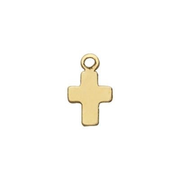 14K SOLID Gold Tiny Cross Charms 4.4x7.2mm, Made in USA, SG32