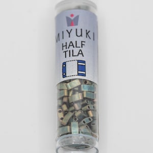 Miyuki Half Tila Beads 5x2.3x1.9mm Matte Metallic Patina Iris 7.8 Grams, The Beadsmith, Made In Japan, T494