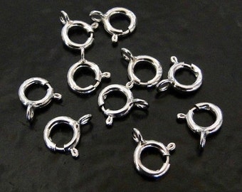 10 Pcs - .925 Sterling Silver 5mm Spring Ring Clasp, Made in Italy, SS1