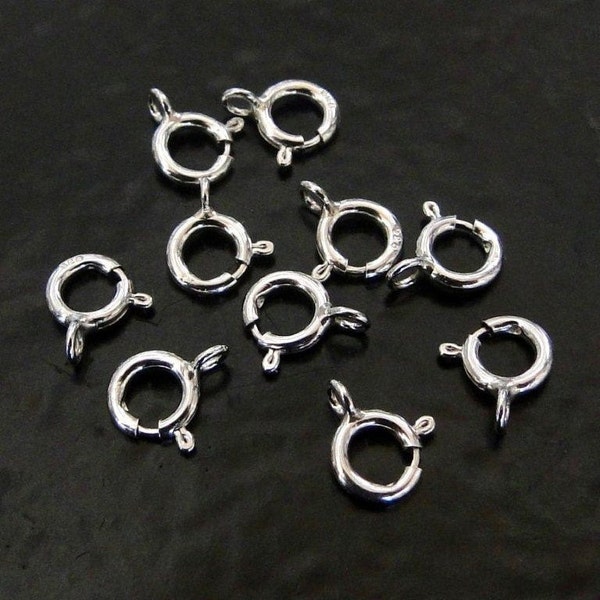 10 Pcs - .925 Sterling Silver 5mm Spring Ring Clasp, Made in Italy, SS1