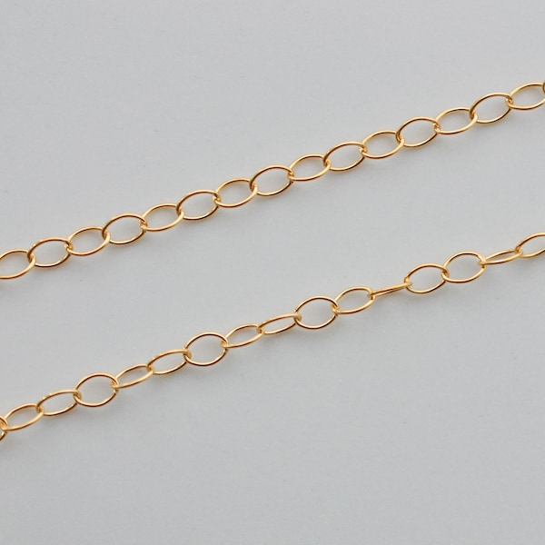 3 Feet 14K Gold Filled 3x2mm Cable Chain By The Foot, Made in USA, B4