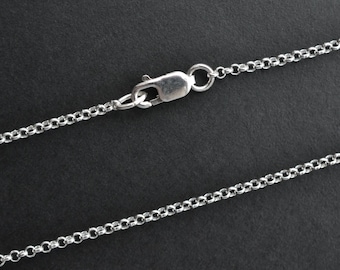 36 Inch Sterling Silver 1.5mm Rolo Chain With Lobster Clasp, Made in Italy, SG59