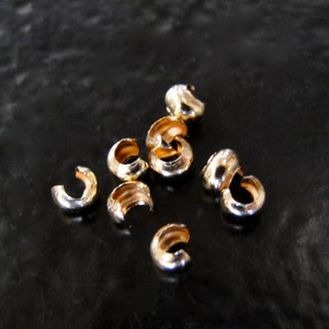 25 Pieces Gold Filled Crimp Covers 3mm, GF38