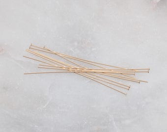 14k Gold Filled 2 inch 24 Gauge Flat Headpins, Made in USA, GF30