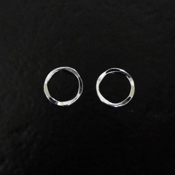 TWO Sterling Silver 11mm Hammered Round Links, Connector Rings, Made in USA, SC48