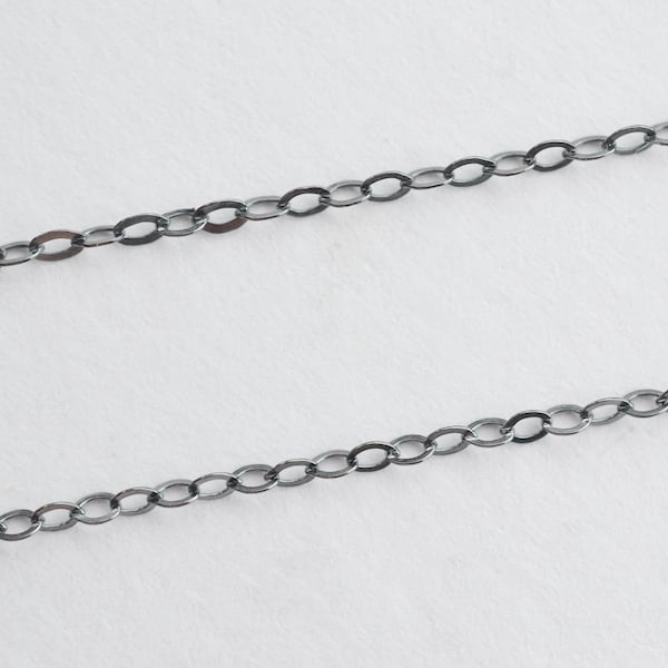 3 Feet - Oxidized .925 Sterling Silver 1.3mm Cable Chain By The Foot, B26