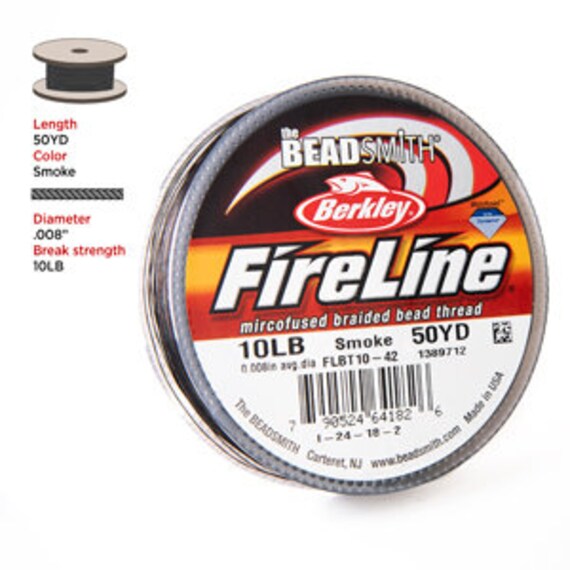 10 LB Fireline Smoke Grey .008IN/.20MM Diameter 50 Yards, the Beadsmith,  Made in USA, T173 