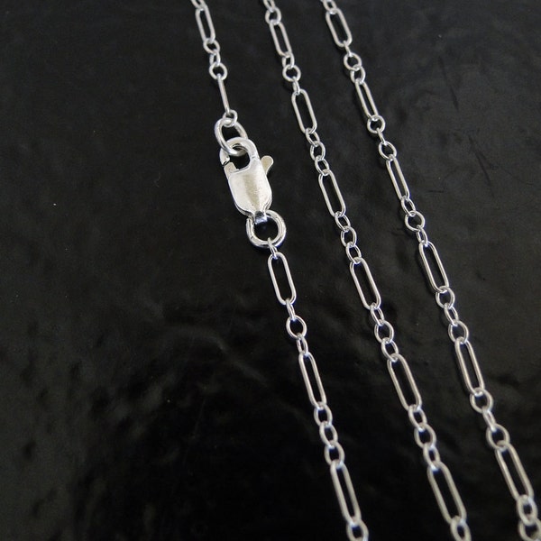 30 Inch Sterling Silver Long and Short Chain With Lobster Clasp - Custom Lengths Available, Made in USA/Italy