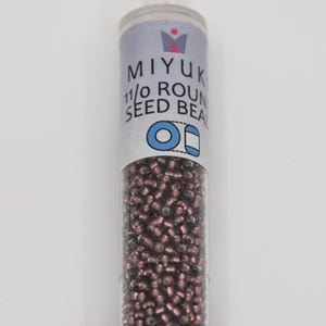 Miyuki 11/0 Round Beads Silver-Lined Dark Smoky Amethyst 24 Grams, The Beadsmith, Made In Japan, T278