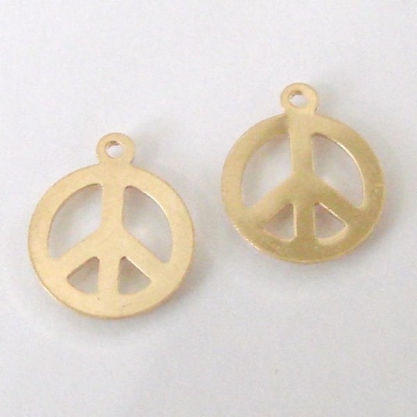 ONE  - 14K Gold Filled Peace Sign Charms - 10.5mm, GC26