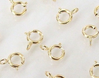 100 Pcs - 14K Gold Filled 5mm Spring Ring Clasp, Made in Italy, GF1