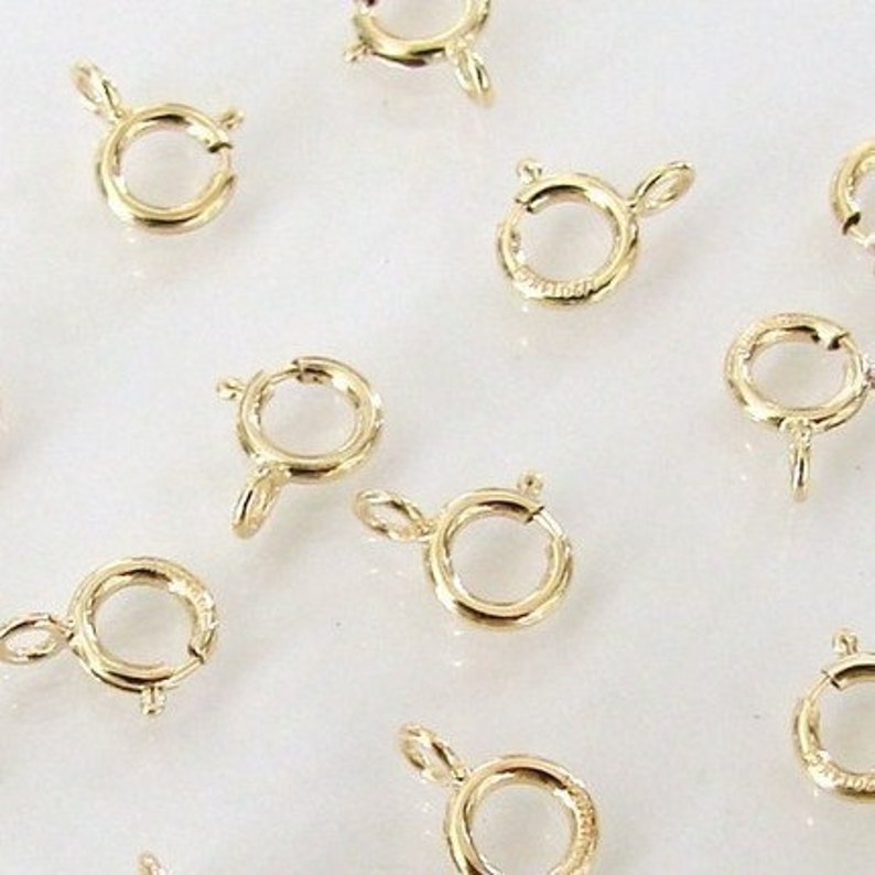 100 Pcs 14K Gold Filled 5mm Spring Ring Clasp, Made in Italy, GF1 image 1