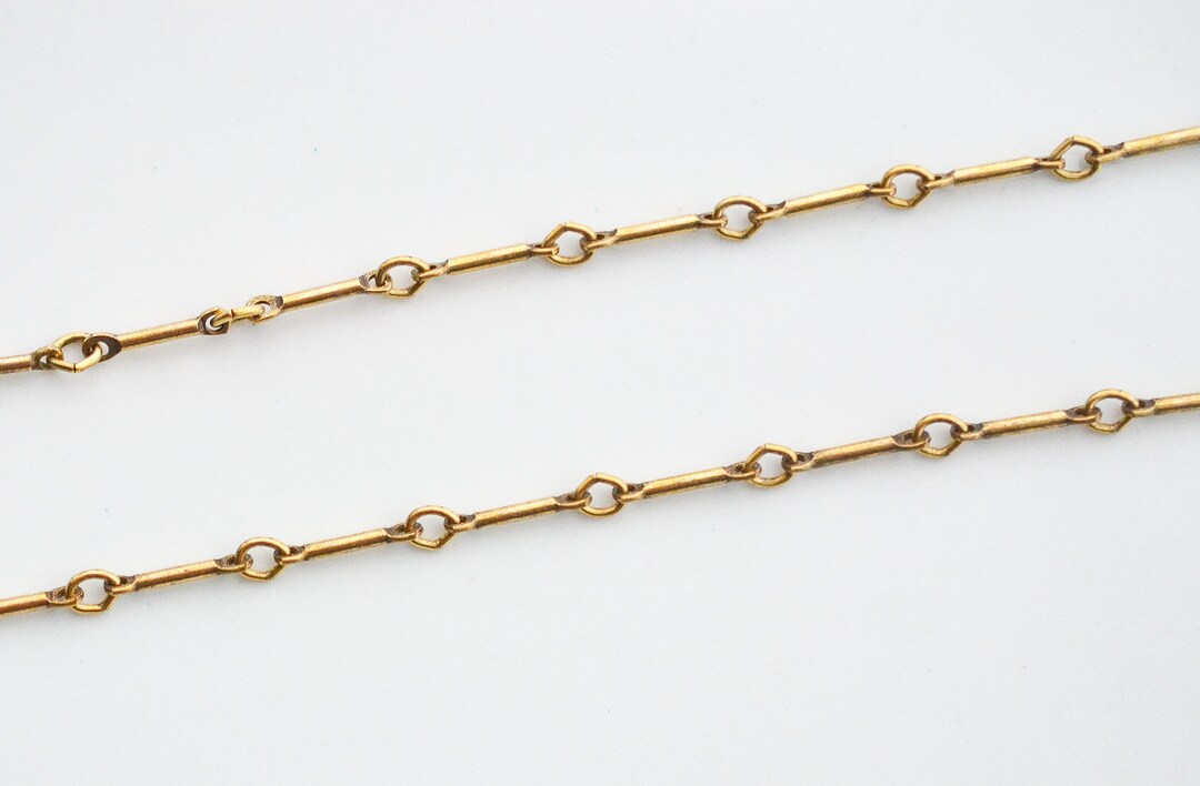 Gold Railing Chain 3 Feet - Antiqued Gold Bar and Ring Chain 8x1mm - Chain by the Foot, B7 ...