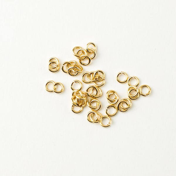 50pcs 14K Gold Filled 4mm Open Jump Rings 20 Gauge, Made in USA, GF12