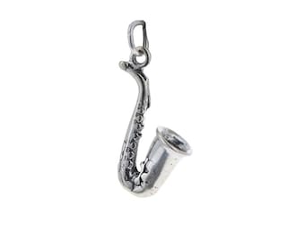 Colgante de saxofón de plata de ley, fabricado en EE. UU. E198