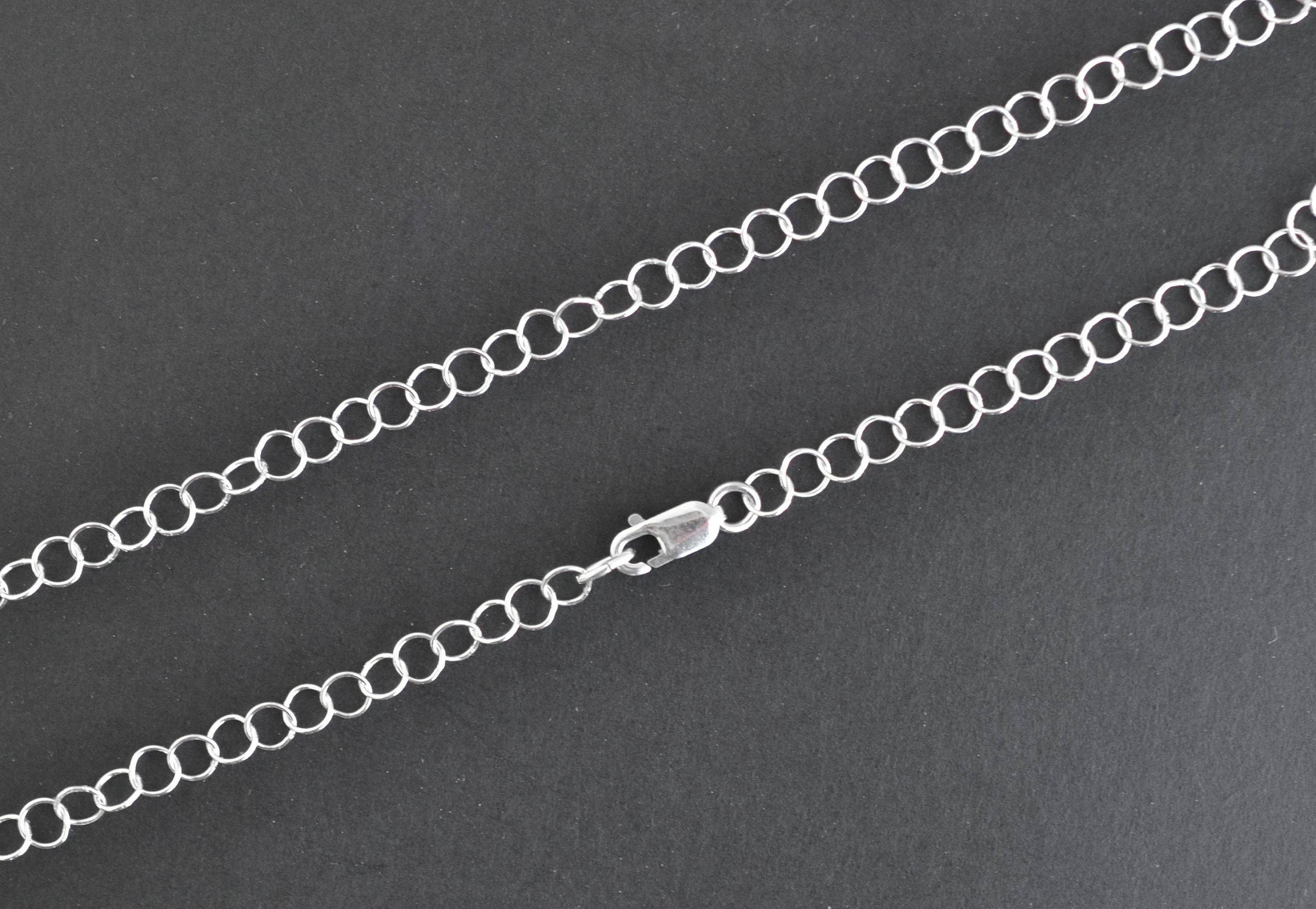 Any Length Sterling Silver 3.4mm Cable Chain Necklace With Lobster