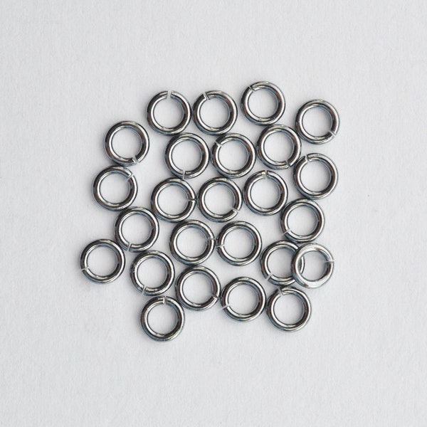 25pcs - Oxidized .925 Sterling Silver 4mm Open Jump Rings 20ga, Made in India, SS38