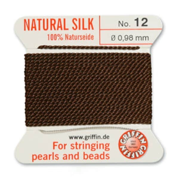 Griffin Silk Bead Cord Brown .98mm, 2 Meters, Made In Germany, T359