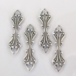 6 Antiqued Silver - Brass Fold Over Bails 6.6x25mm, Made in USA, AS34