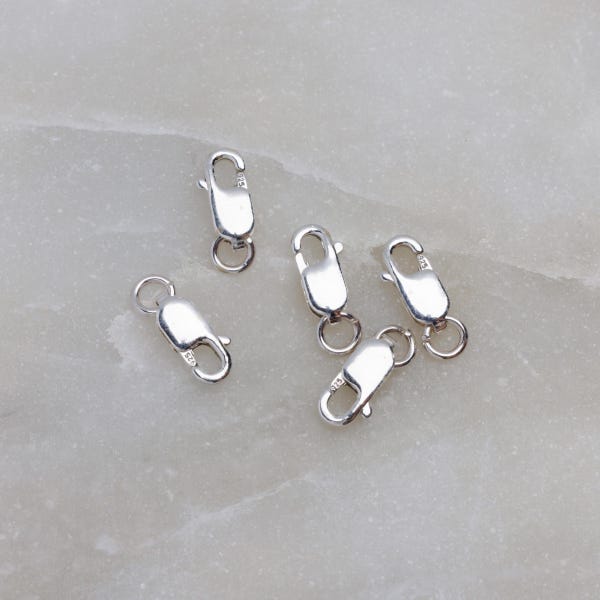 Sterling Silver Lobster Clasps 3x8mm, Made in Italy, SS3