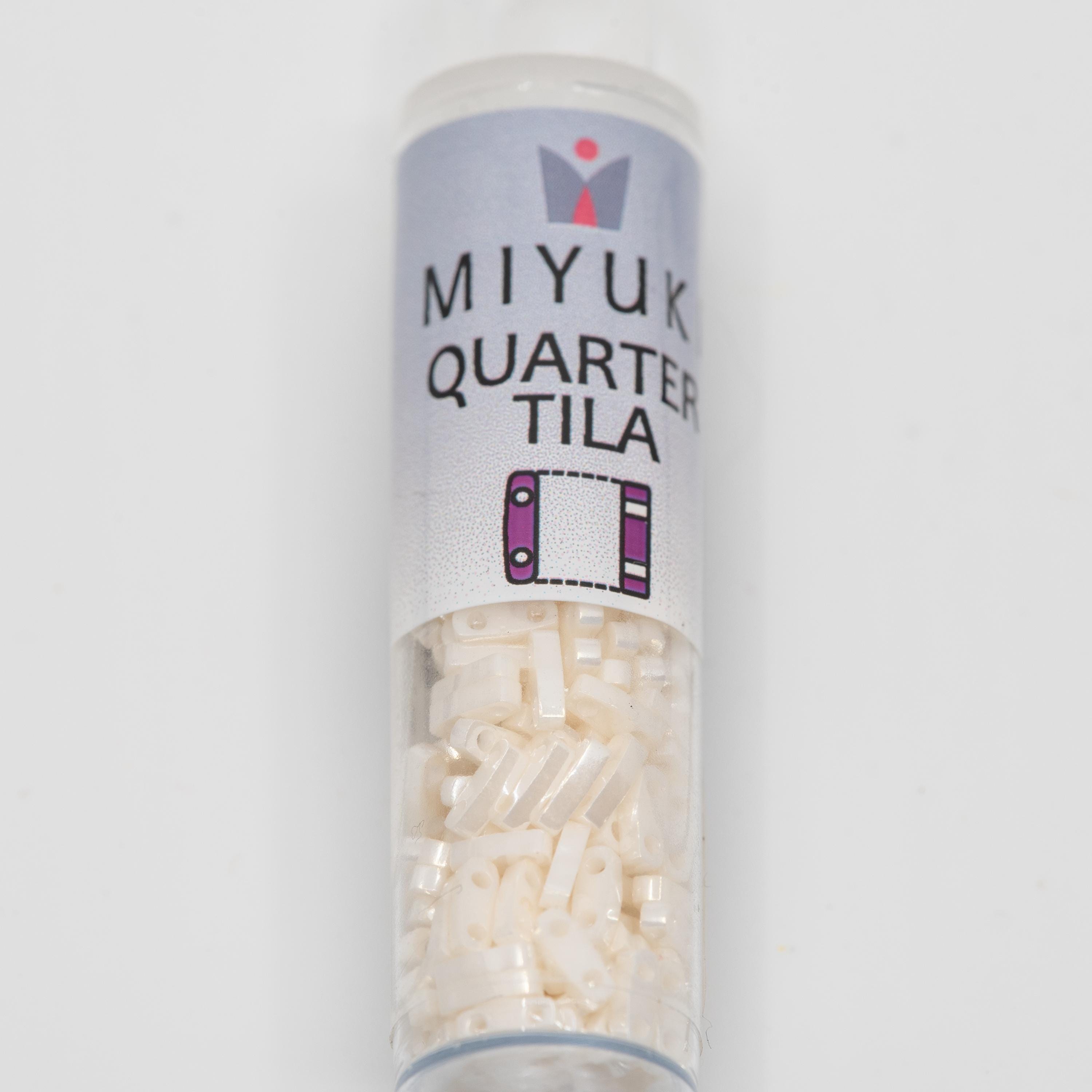 Miyuki Quarter Tila Beads 5x1.5x1.9mm Ivory Ceylon 7.2 Grams, The Beadsmith, Made In Japan, T478