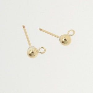 Gold Filled Ball Post Earrings: 4mm Tiny Studs with Open Ring (1 Pair), GF40b