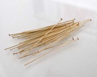 10pcs - 14k Gold Filled 1 inch 24 Gauge Flat Headpins, Made in USA, GF28