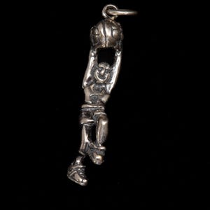 One Sterling Silver Dunking Basketball Charm 5x30mm, E149
