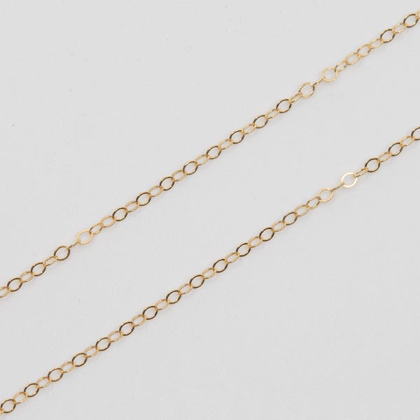 Catena a maglie riempita in oro 14K, 15 piedi, disponibile in lunghezze personalizzate, realizzata negli Stati Uniti, CG1