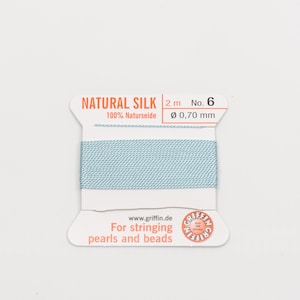 Griffin Silk Bead Cord Turquoise .7mm, 2 Meters, Made In Germany, T95
