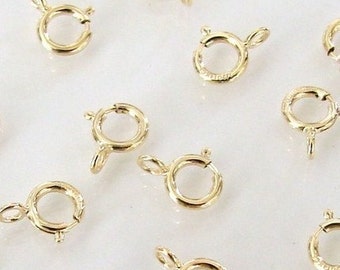 Lot De 5 Fermoirs Ressort Or Blanc 14k - 5mm, Italie - Pour Bracelet, Collier, Sautoir
