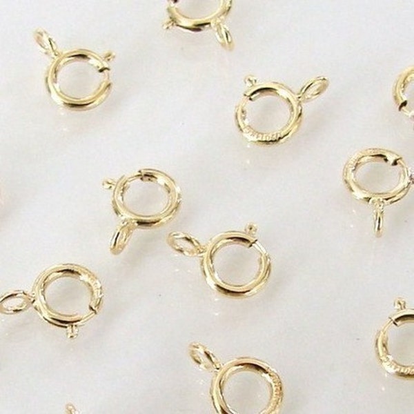 50 Pcs - 14K Gold Filled 5mm Spring Ring Clasp, Made in Italy, GF1