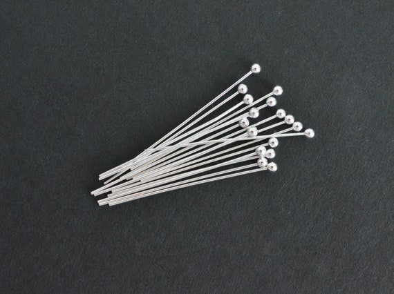 thumbnail image 2 of 100 Sterling Silver Head Pins – 26 Gauge, 2 Inch, 925, USA Made 2 of 5
