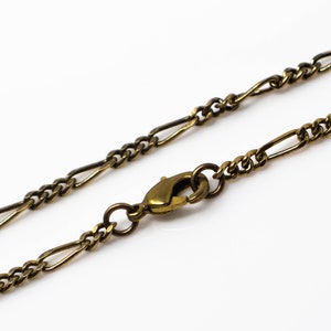 Any Length Antiqued Gold Brass Figaro Chain Necklace 8x2.5mm, Custom Lengths Available, Made in USA, B13